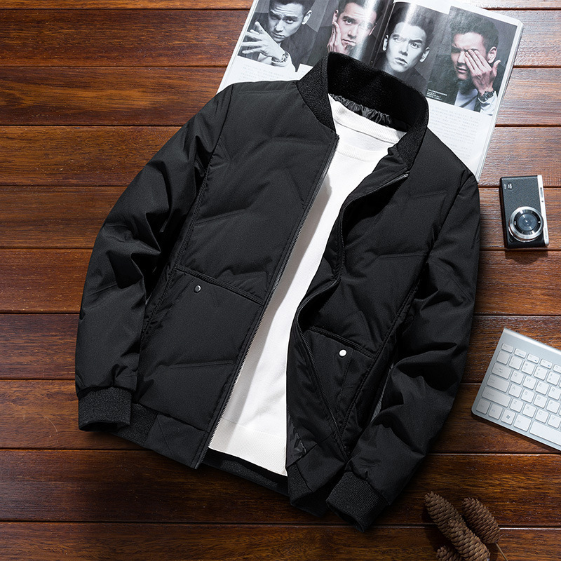 Chaqueta de pluma para hombres de invierno corto engrosado calentamiento chaqueta de beisbol hombre de negocios casual chaqueta chaqueta marca de moda
