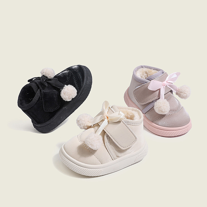Children's Velvet Thickeneded Warm Snow Boots Cotton Shoes Winter Warm Baby Toddler Shoes Girls Princess Shoes 1-6 Years Old