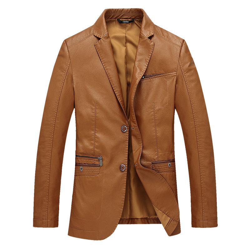 Haining Leather Jacket for Men, Middle-Aged and Elderly, Suit Collar, Plus Size Leather Suit, Leather Coat, Business Casual Leather Suit Haining Leather Jacket for Men, Middle-Aged and Elderly, Suit Collar, Plus Size Leather Suit, Leather Coat, Business Casual Leather Suit