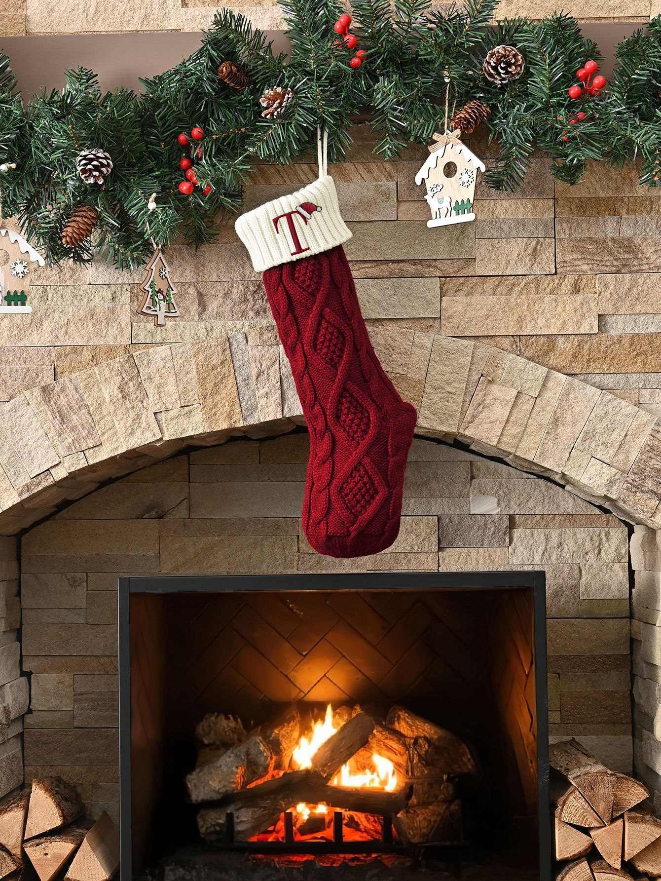 Amazon Europa y los Estados Unidos medias de Navidad personalizadas bordadas calcetines de letras de punto medias de regalo de Navidad colgantes fabricantes image 128