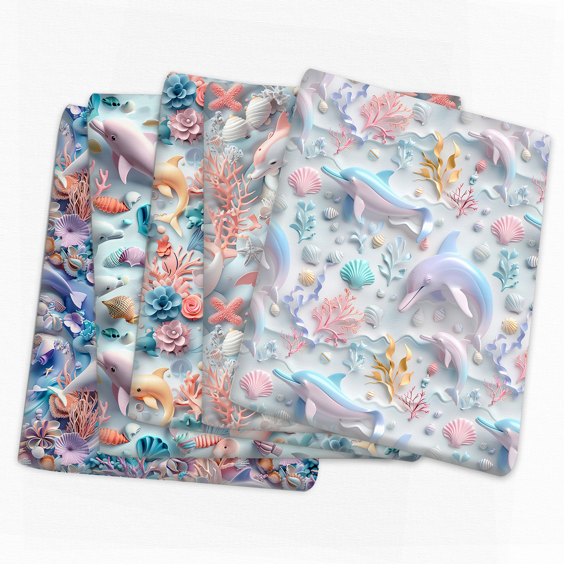 海豚3D视觉平面印花涤棉防水布手工麻绳编织衬布桌布,1Yc50838