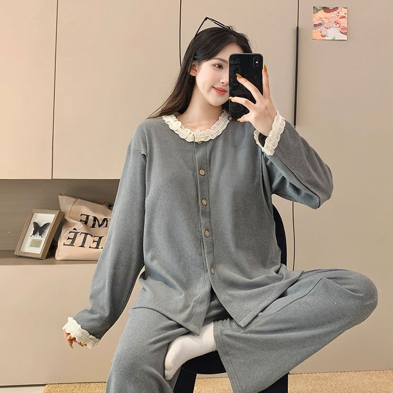New winter collection of maternity wear: thickened, warm, and comfortable nursing pajamas for postpartum mothers, designed for breastfeeding and suitable for autumn and winter