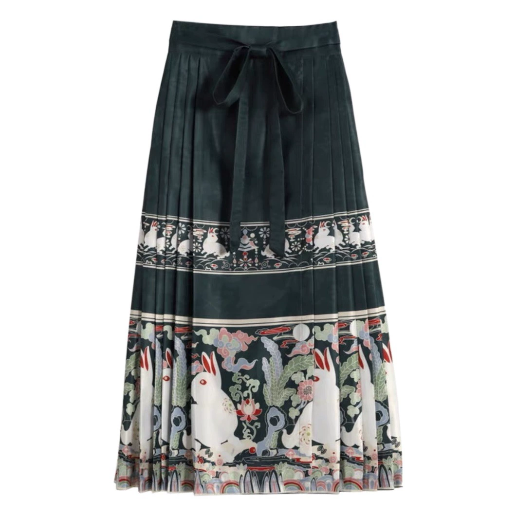 Новая Этническая одежда в китайском стиле, модный пригородный темперамент для похудения, универсальная повседневная одежда с принтом зеленого кролика и лицом лошади