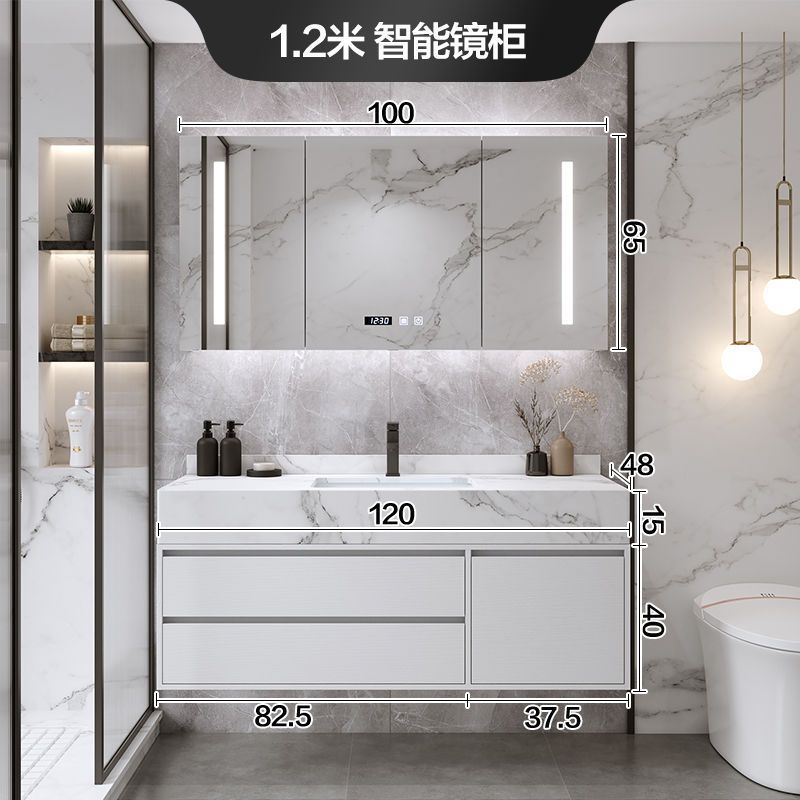 Espejo de almacenamiento inteligente cabinet-120CM Placa de roca lavabo de cerámica