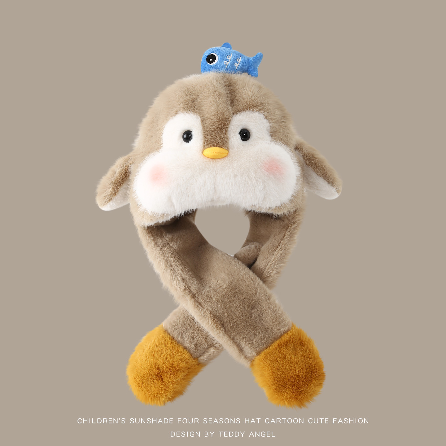 Sombrero y bufandas para niños, un conjunto de dos piezas de orejas para bebés de otoño y invierno, sombrero de peluche caliente y grueso. image 11