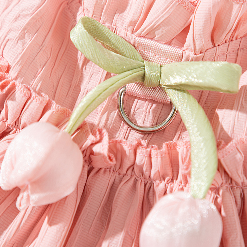 Primavera y verano perros tulipanas vestidos doblados Teddy vestido princesa dama gatos dos patas ropa de mascotas