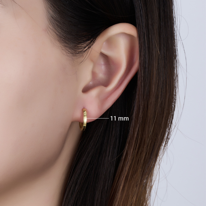 925 Sterling Silver Material Solid Color Pattern Women'S Gender 1 Pair 925 Sterling Silver Solid Color Hoop Earrings