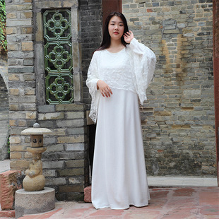 2021 Muslim women's clothing Dubai ABAYA black and white two -piece Islamic Arabic robe