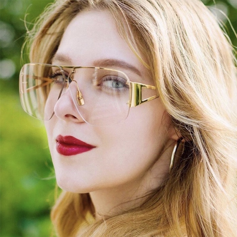 Sunglasses Unisex European Style Frameless Rectangular Shades_voghion.com