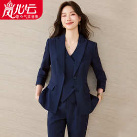 高级感西服套装女春秋季时尚御姐职业装气质休闲女神范西装三件套