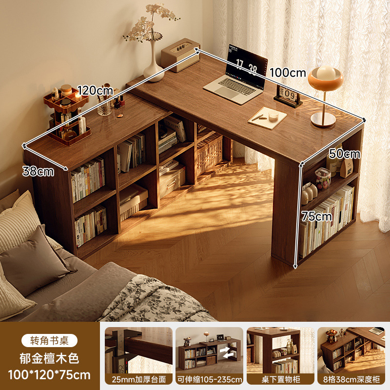 Esquina de madera maciza, escritorio, estantería, mesa integrada, dormitorio, hogar, tocador para estudiantes, escritorio para computadora en forma de l, oficina