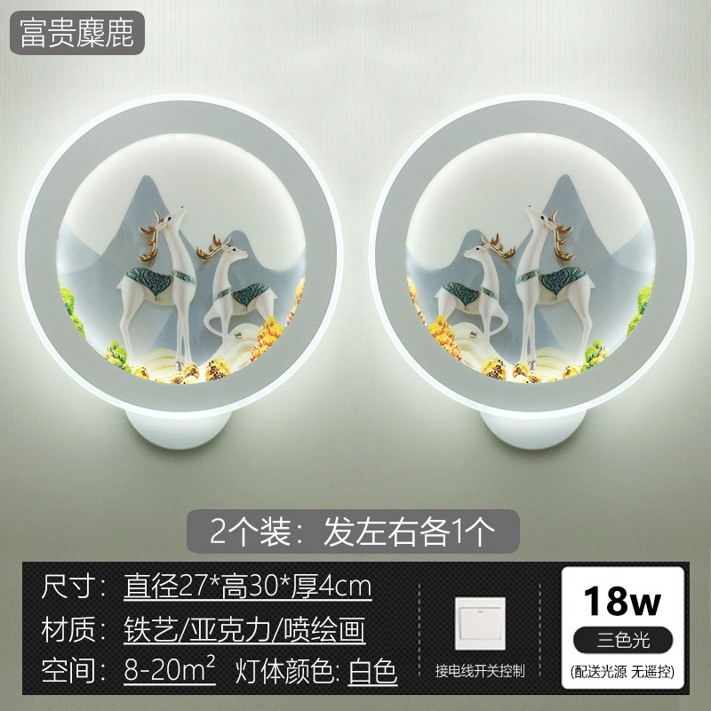 轻奢壁灯卧室左右新款中式壁画防尘密封创意客厅接线led床头灯具|undefined