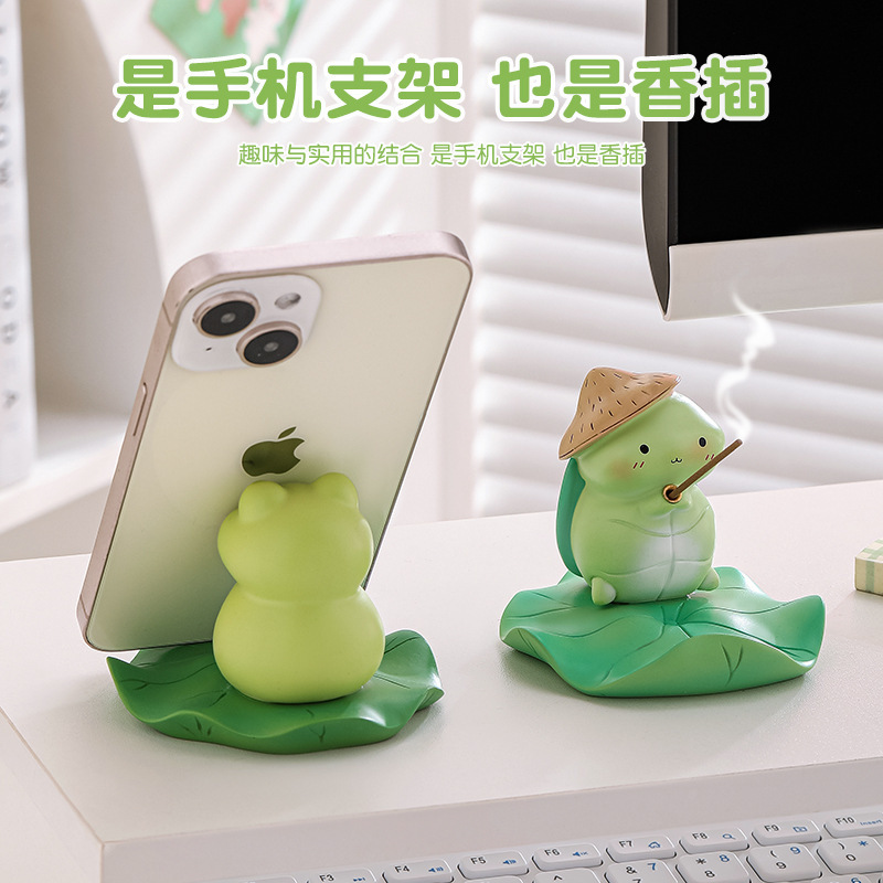 Soporte para teléfono móvil rana linda estación de oficina creativa cosas buenas decoraciones de escritorio regalos de cumpleaños niñas