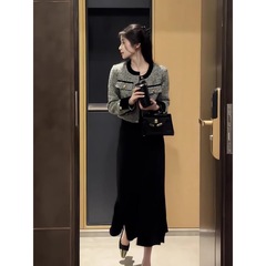 2025秋季新款小香风短外套吊带连衣裙套装女法式气质名媛两件套装