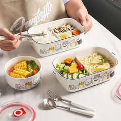 陶瓷饭盒微波炉上班族带盖密封便当盒分格餐盒保鲜碗保温饭盒直发