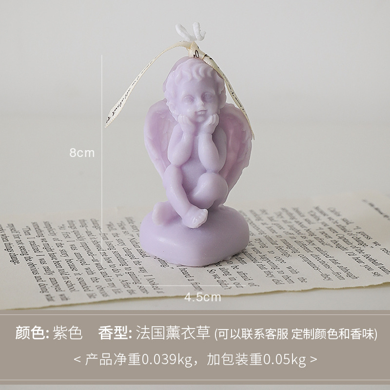 Vela de aromaterapia Little Angel Regalos de cumpleaños personalizados Adornos de mesa hechos a mano Vela de fragancia de cera de soja