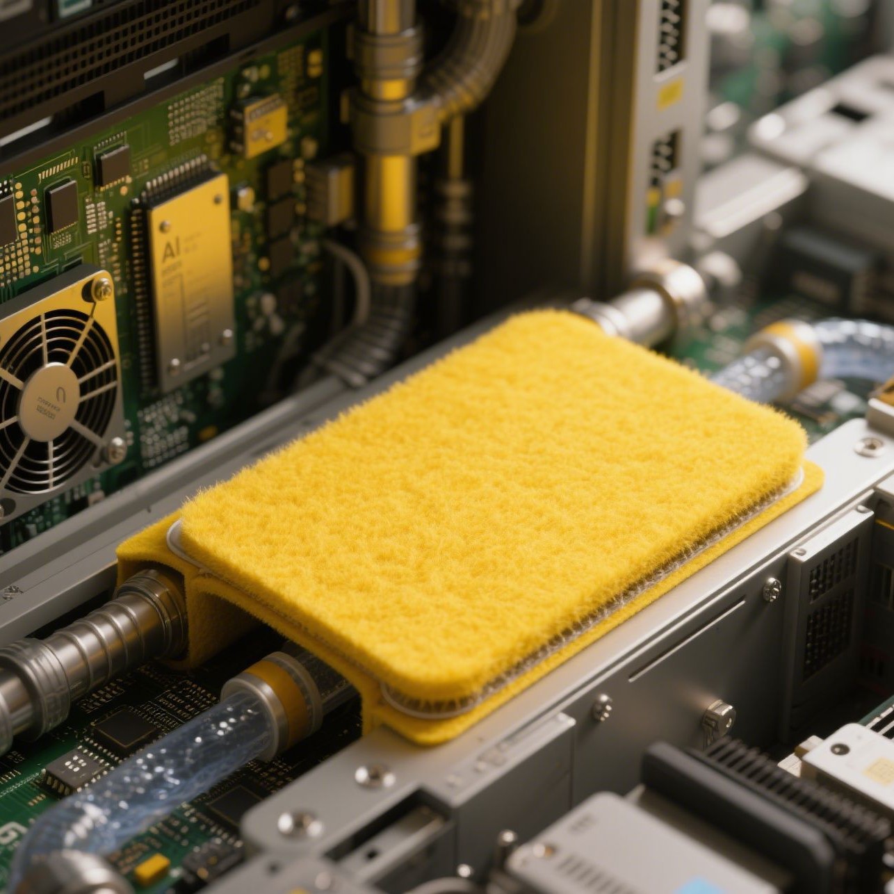 AI服务器液冷系统专用无纺布 耐蚀防火阻燃聚酰亚胺密封毛毡