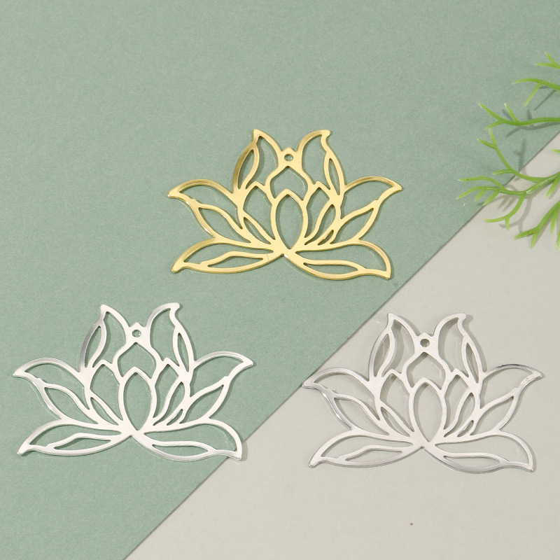 63x 47mm Metal Hollow Lotus Flower Pieces Accessories Antique Hanfu Xiuhe Headwear diy Hand-made Material Wholesale