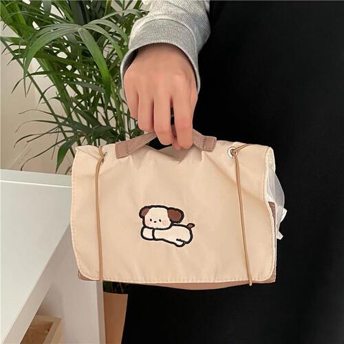 Original Milk Tea Dog Cartoon Cosmetic Bag Large Capacity High-Looking Mesh Removable Storage Bag Travel Toiletries Bag