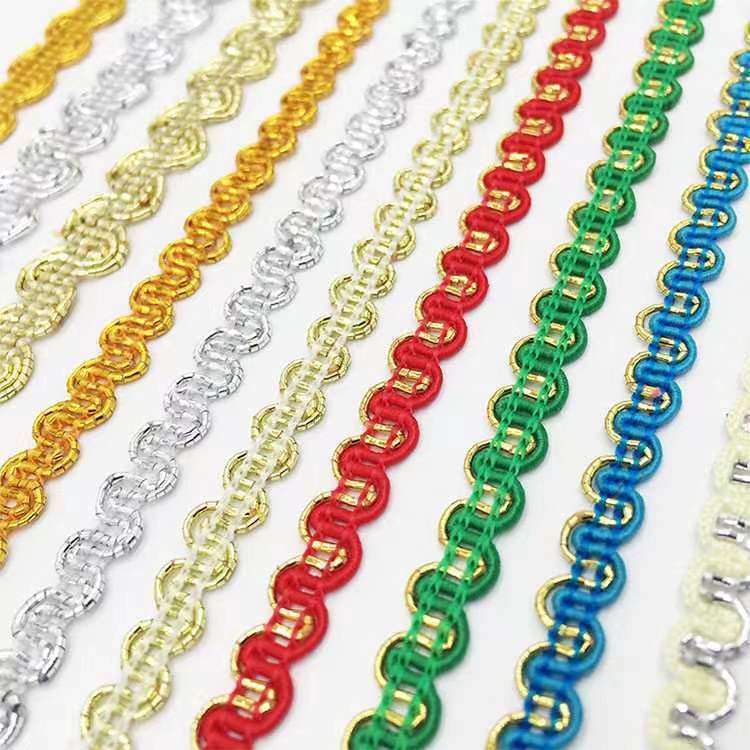 0,5 cm colorido encaje de Color Étnico onda encaje en forma de EE. UU. Onda encaje dorado suministro directo de fábrica