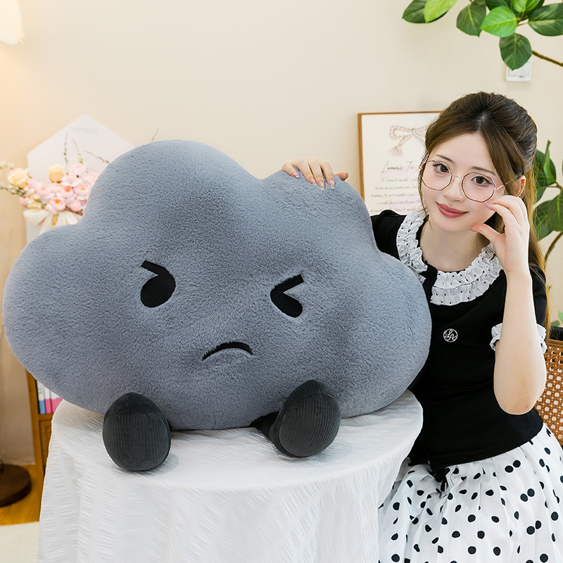 New creative mood cloud plush pillow, cute cloud sleeping companion toy, no worries, no unhappiness pillow