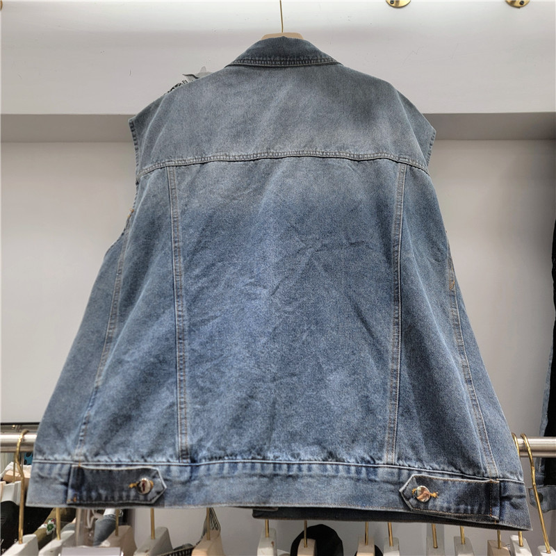 2026 principios de otoño nuevo diseño de moda universal suelto empalme encaje impresión chaleco de vaquín de moda