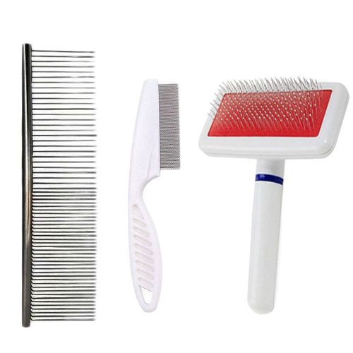 Dog pet bath set Teddy comb steel comb flea comb cat hair removal comb straight comb nail clipper
