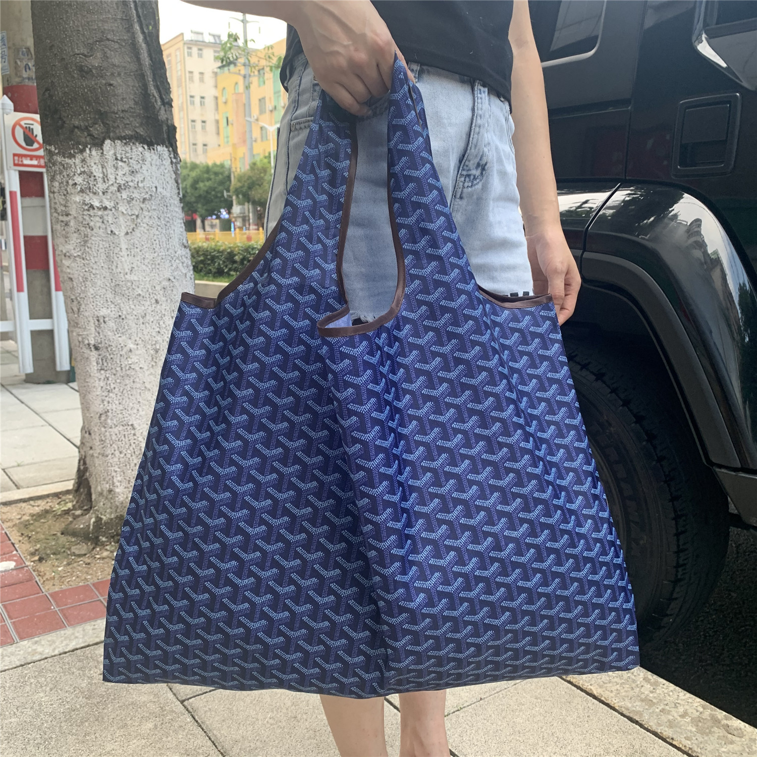 Bolsa de compras plegable de la protección del medio ambiente del paño de Oxford bolsa de almacenamiento portátil bolsa de supermercado grande bolsa de dibujos animados japonés