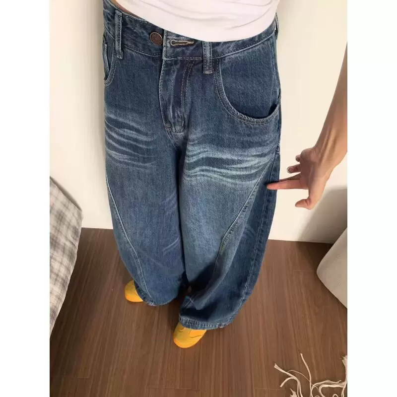 美式复古阔腿直筒牛仔裤女秋季秋冬2025年新款慵懒宽松显瘦拖地裤