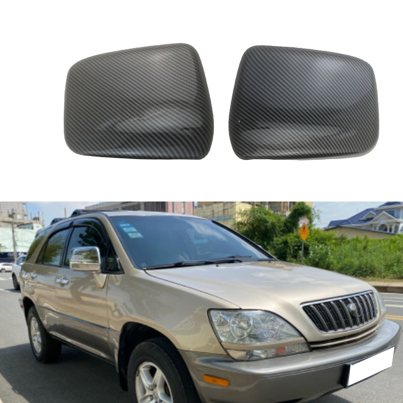 Lexus RX300 və Harrier üçün yan güzgü qapağı, karbon fiber görünüşlü