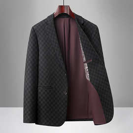 2025新款男士西服休闲舒适西服领高档外套中年西服商务皮尔卡丹
