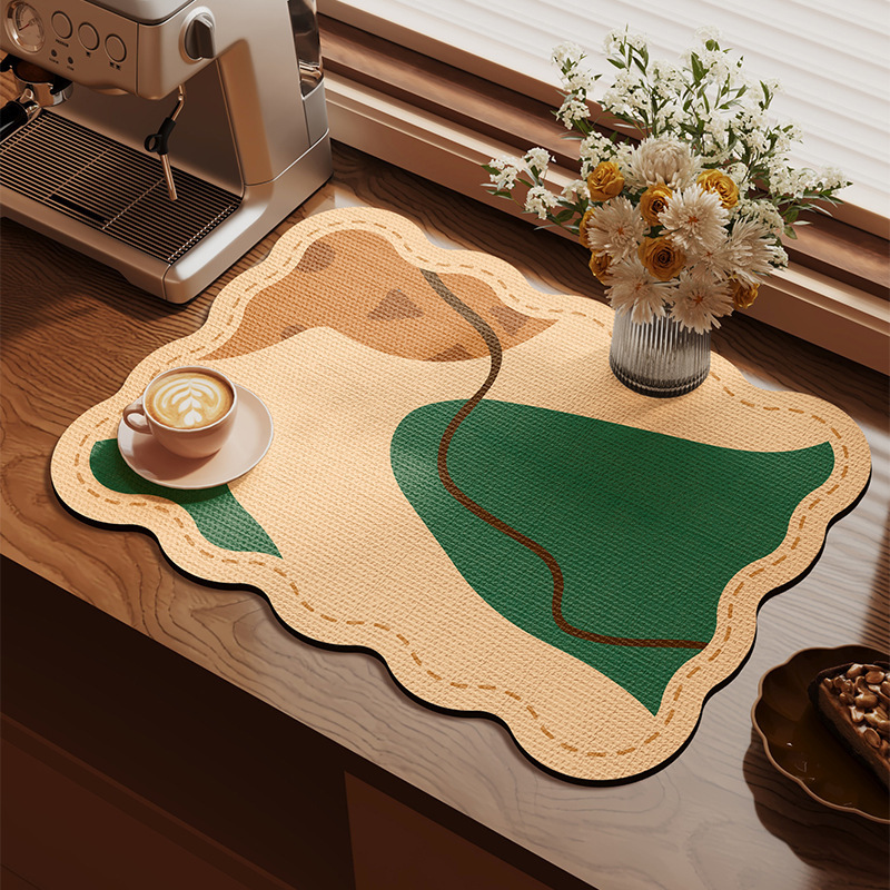 Cocina retro cojín de drenaje cojín antideslizante mesa de comedor cojín de aislamiento térmico resistente al desgaste cojín de barro de diatomas de absorción de agua de secado rápido