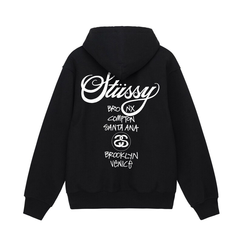 Stussy 2025 Basic Model Billiards Fleece-Lined Hooded Sweatshirt for Men, Quality American-Style Pullover Hoodie