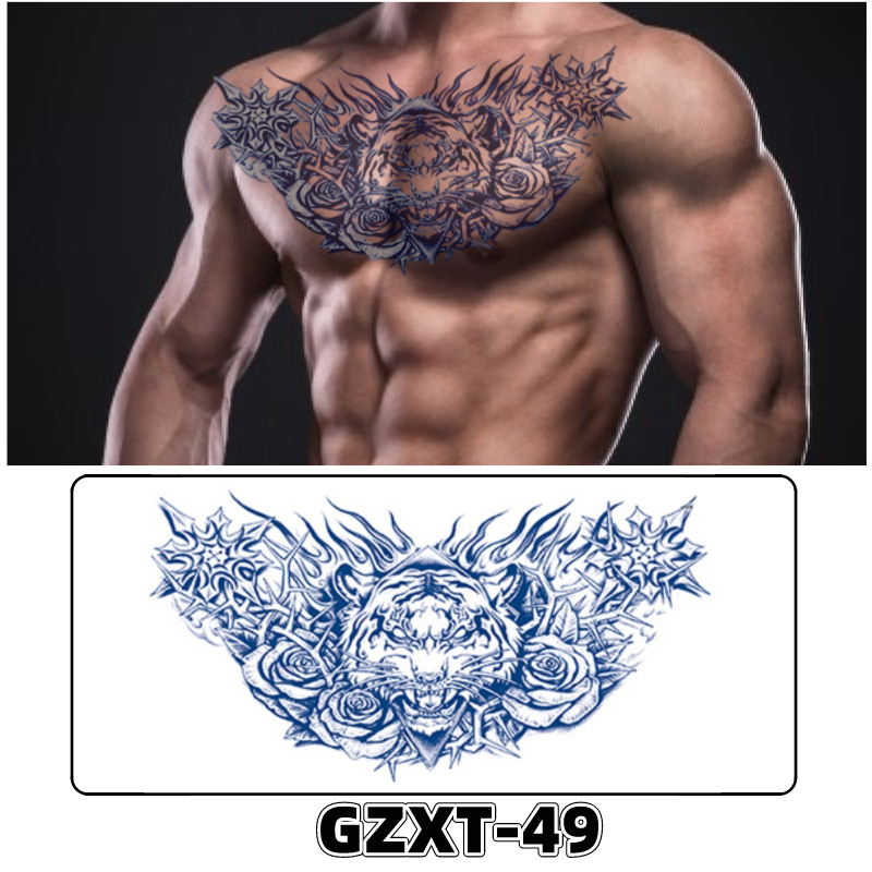 Pegatinas de tatuaje de jugo de pecho de flores pegatinas de tatuaje de hierbas de brazo grande de flores sudor impermeable media hoja alas de flores pegatinas de tatuaje al por mayor