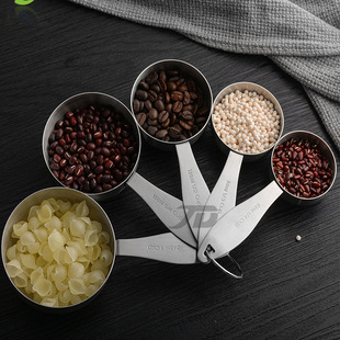 Cross-border in stock baking measuring spoon measuring cup suit thickened stainless steel measuring cup 5-piece measuring cup measuring spoon suit