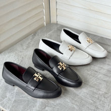 TB女鞋乐福鞋真皮黑色小皮鞋软底英伦风平底单鞋女一脚蹬法式通勤