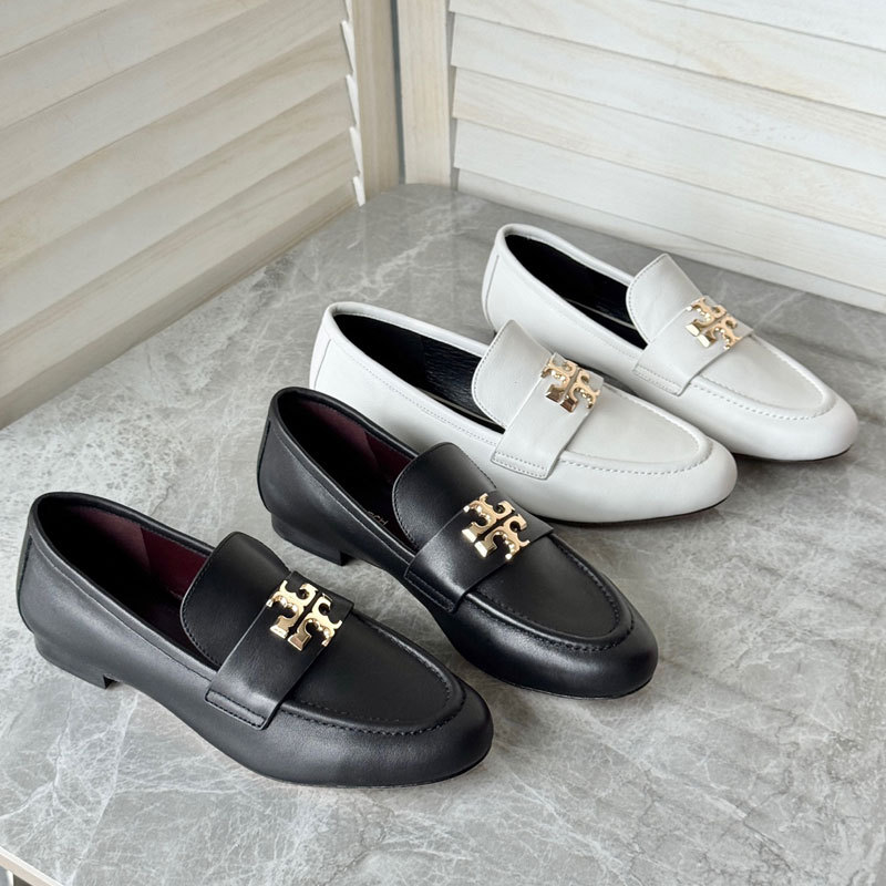 TB女鞋乐福鞋真皮黑色小皮鞋软底英伦风平底单鞋女一脚蹬法式通勤