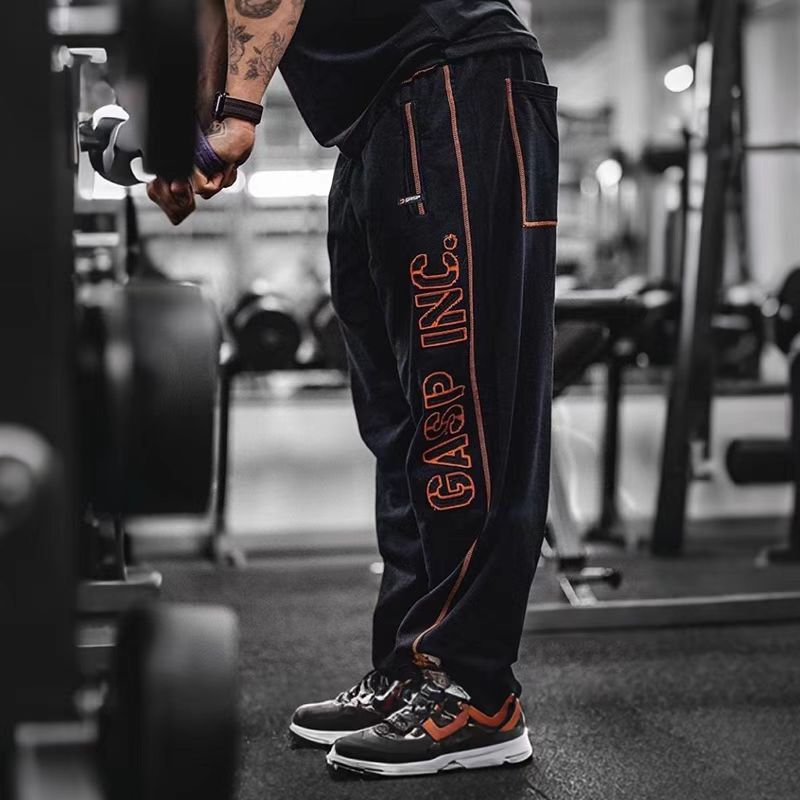 Gasp Autumn and Winter Loose Trendy Sports Fitness Patch Embroidered Long Pants New Five-Line One-Piece