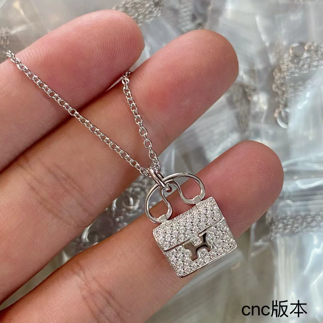 Классическая сумка, ожерелье, золотой кулон, образец серебро 925, 18K, розовое золото