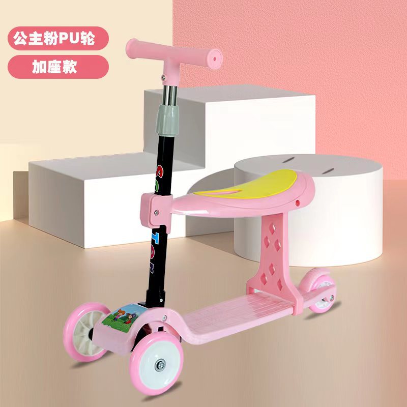 Regalo al por mayor plegable para niños scooter 2-8 años de edad de tres ruedas flash bicicleta bebé scooter de juguete cochecito