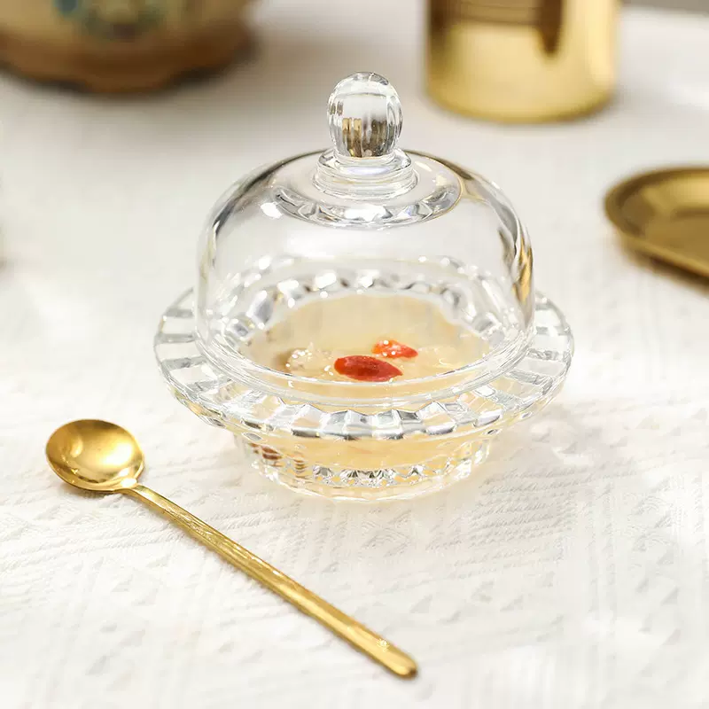 玻璃燕窝盅带盖透明水果点心甜品碗创意糖水碗银耳碗精致套装汤盅