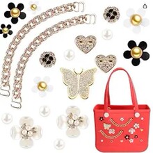 跨境亚马逊厂家可拆卸适配洞洞鞋洞洞包配饰diy珍珠四叶花饰扣套