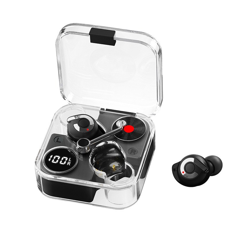 新しい E89 インイヤー隠し真のワイヤレス Bluetooth ヘッドセット、デジタル ディスプレイ付き、ポータブル、透明、クール、工場直販|undefined
