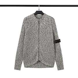 STONESLAND石头岛开衫毛衣罗盘袖标重磅纯色拉链针织衫潮男女外套