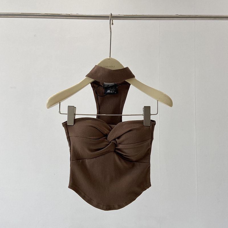 Korean 2025 Summer Fashion Sweet Spicy Girl Cool Girl Off-Shoulder Elegant Slim Short Halter Neck Tube Top Vest for Women Korean 2025 Summer Fashion Sweet Spicy Girl Cool Girl Off-Shoulder Elegant Slim Short Halter Neck Tube Top Vest for Women