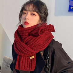 百合韓国版ニット毛糸赤いマフラー女性2024新型冬高級感新年プレゼントカップルマフラー