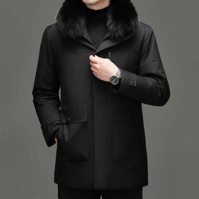 Yagor White Goose down Jacket One-Piece Three-Wear Fox Fur Collar Detachable Hooded Winter Jacket Dad Jacket