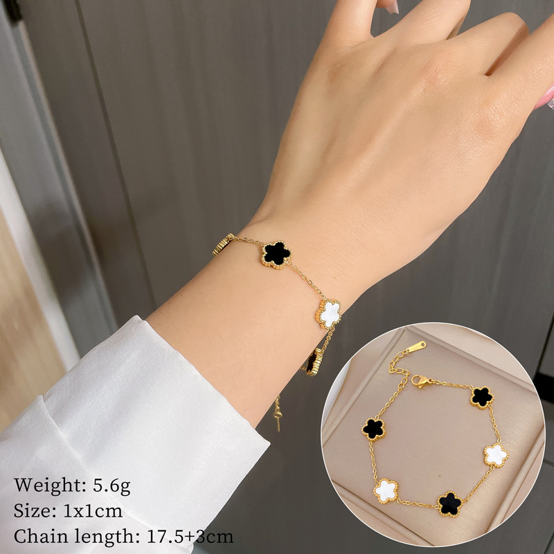 【 All-titanium Steel 】 Five flower shells Dongdaemun personalized bracelet, a retro birthday gift for a female Internet celebrity and her best friend pic 9