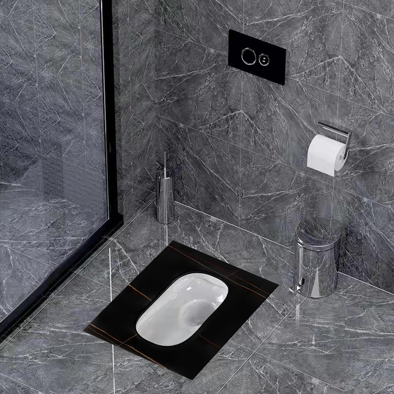 In-wall-type induction water tank + black rock squat pit