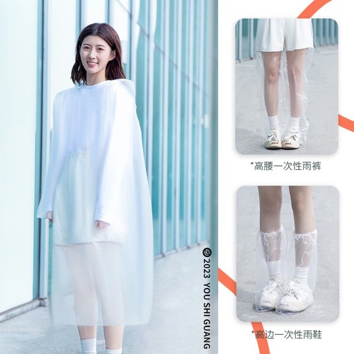 Time Card Raincoat Portable Disposable Palm Raincoat Full Body Protection Emergency Rainproof Transparent Wholesale Split
